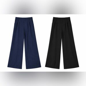 2 pairs of Wide-Leg Pull-On Pants in Navy and Black